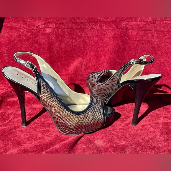 Guess Black Sling Back Heels - Picture 2 of 6